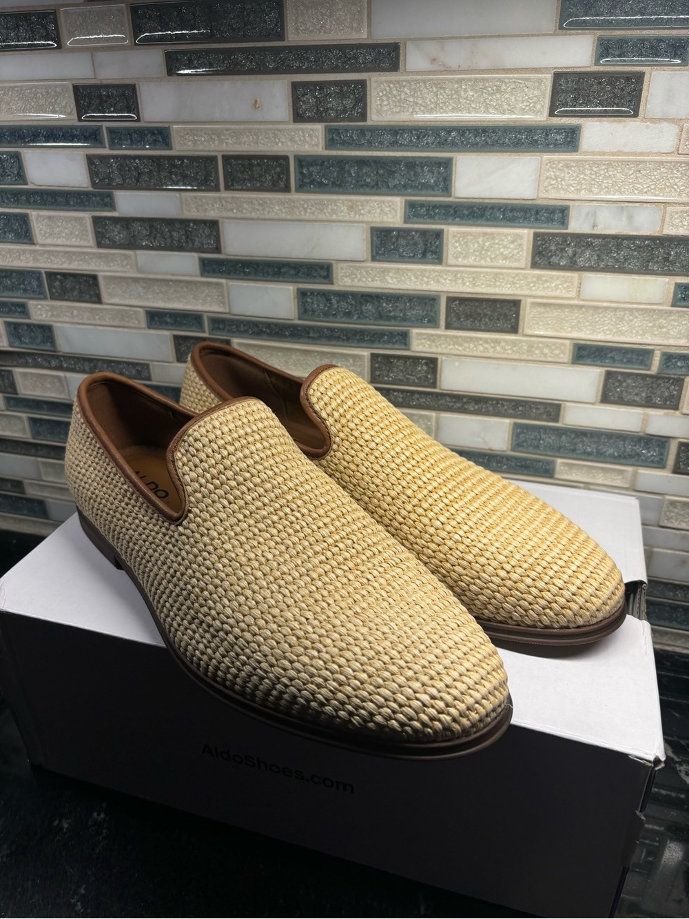 Men’s Raffia Knitted  Slip-On Loafers